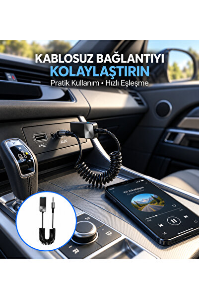 Zoli Bluetooth Araç Kiti AUX USB 3.5mm Jack Kablosuz Ses ve Müzik Alıcı Adapt...