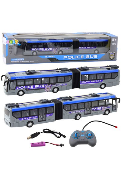 LEAN Autobuz de poliție articulat RC cu lumini, gri, 1:32