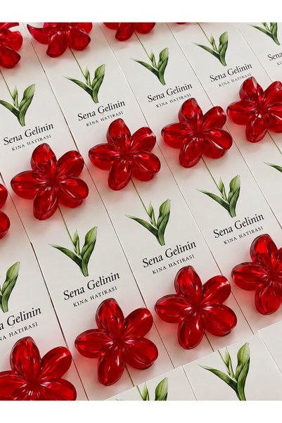 Genel Markalar HEDİYELİK KIRMIZI LOTUS TOKA ( 50 ADET)- söz, nişan, kına, nikah hediyeliği
