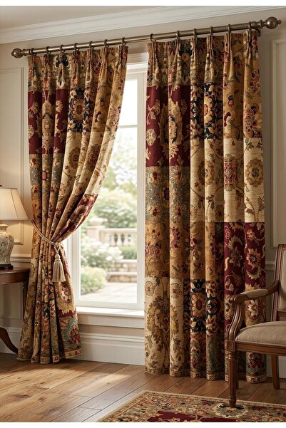 Genel Markalar Vintage Patchwork Perdeler, Geleneksel Çiçekli Window Panels, ...