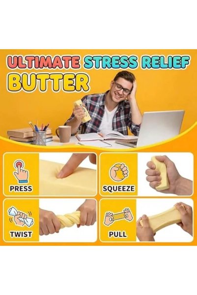 OEM Jucărie squishy antistres în formă de unt, spumă PU solidă cu revenire lentă, set de 2 bucăți, galben, 14 x 4 cm