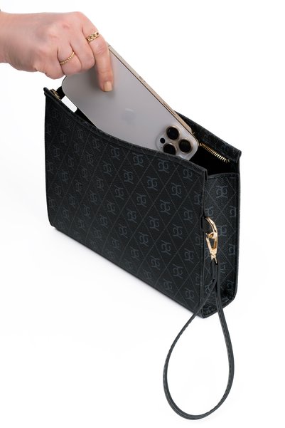 macsoo Set of 3 Women's Portfolio Handbags with Wrist Strap Stylish Patterned Daily Clutch Bag Brown Beige Black