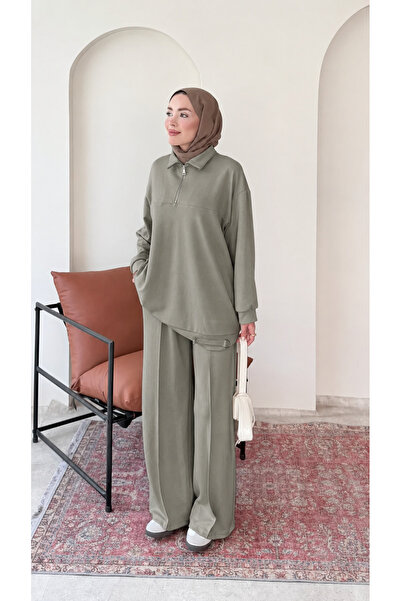 RFK Butik Kadın Oys.ho Rahat Kalıp Fermuarlı Halka Detaylı Tunik Pantolon Tak...