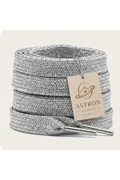ASTRON CLOUD Gümüş Simli Ayakkabı Bağcığı 120 CM Parlak Işıltılı Sneaker Spor...