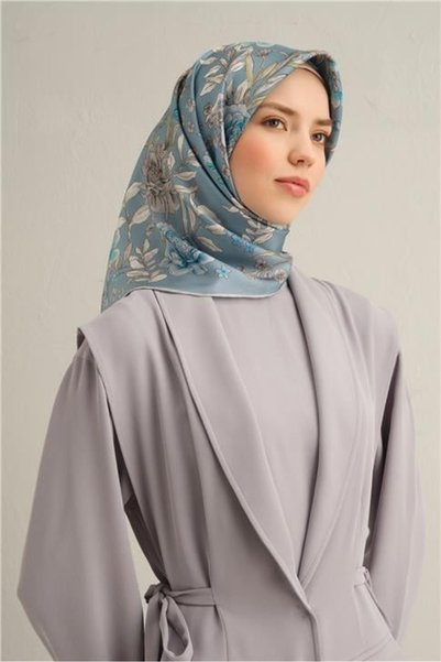 Armine Sura Silk Scarf 9347-05 Blue Mixed Pattern