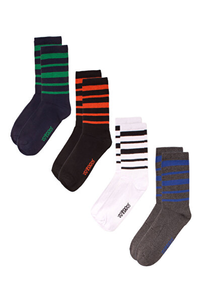 socks&co Ανδρικές Αθλητικές Κάλτσες, Οικονομική Συσκευασία 4 Τεμαχίων. Πολύχρωμο
