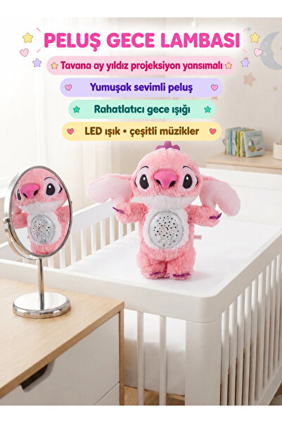 Genel Markalar Stitch uyku arkadaşı pembe renk müzikli ay yıldız projeksiyon ...