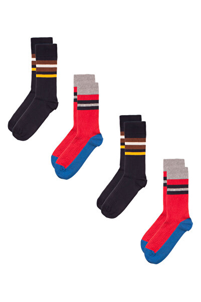 socks&co Ανδρικές κάλτσες οικονομική συσκευασία Ριγέ 4 τεμάχια. Πολύχρωμο