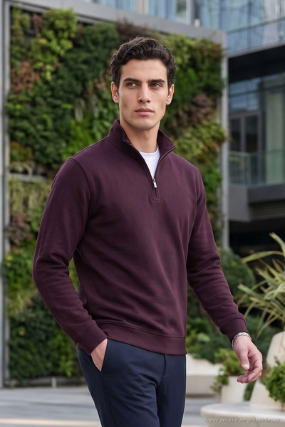 Buratti Cotton Half Zipper Stand Collar Sweater Men's Sweater 5905882