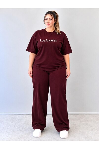 Kadın Oversize Tişört ve Bol Paça Eşofman Altı 2'li Takım – Wide Leg