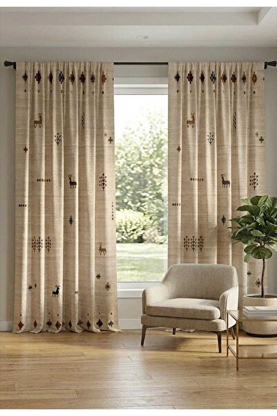 Genel Markalar Etnik Pattern Perde, Etnik Minimalist Perdeler, Nötr Bohem Win...