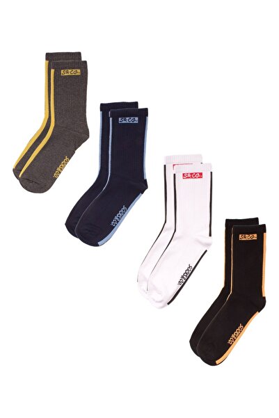 socks&co Κάλτσες ανδρικές οικονομικό πακέτο Basics 4 Τεμ. - Πολύχρωμο
