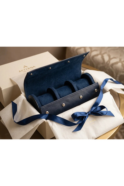 Dorvina Genuine Leather Navy Blue Vintage Crazy Horse Leather Triple Luxury W...