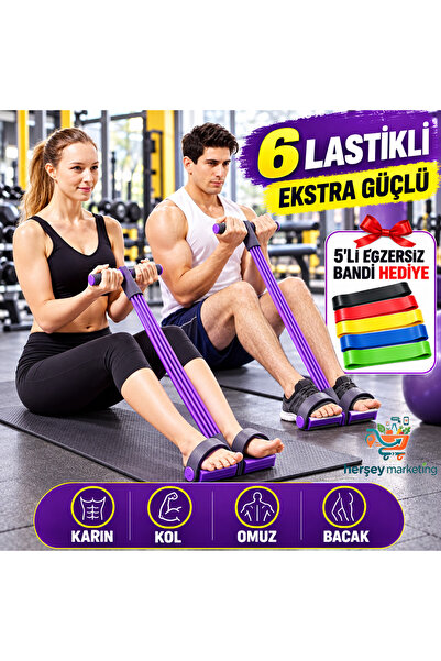 HerŞey Marketing 5 Li Exercise Band with Gift, 6 Rubber Bands, Extra Strong B...