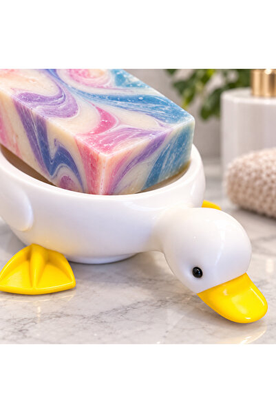 İKONİXPET Duck-Shaped Soap Dish – Decorative Bathroom Accessory with Water Drainage Feature