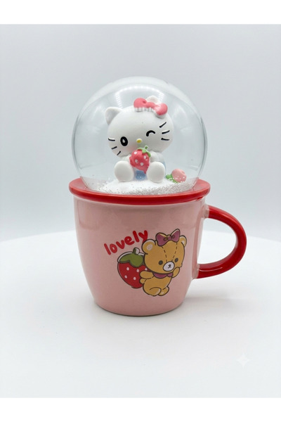 Mutluanlar Hediyelik Hello Kitty Figured Snow Globe Themed Coffee Cup