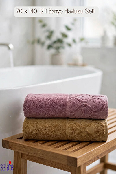 Şelale Nora 2'li 70x140 cm | %100 Pamuk | Banyo Hamam Spa Havlusu | Kısmi Kad...