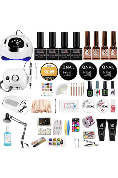 QNAİL PROFESSİONAL Protez Tırnak Mega Profesyonel Set UV LED Lamba Freze Buil...
