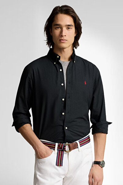 Polo Ralph Lauren Mens Black Classic Fit Garment Dyed Oxford Shirt