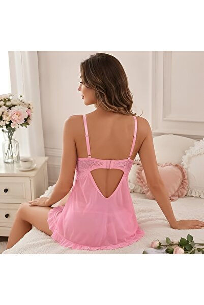 4basix Women’s 2-Piece French Lace Lingerie Set, Sexy Front Closure Babydoll Camisole with Mesh Design, Adjustable Straps, Sleepwear & Loungewear, Small
