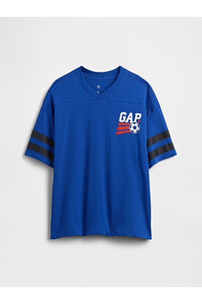 GAP Erkek Çocuk Kobalt Mavisi Oversized Soccer T-Shirt