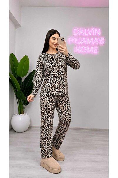 Qelvora Trend Kadın Desenli Likralı Pijama Takımı