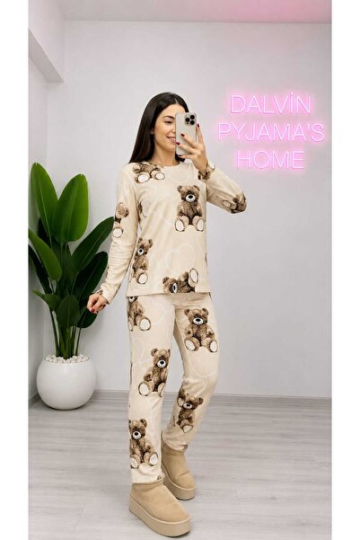 Qelvora Trend Kadın Desenli Likralı Pijama Takımı