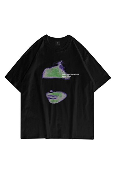 donamod Unisex Stylish Comfortable Oversize Cotton Crew Neck T-Shirt with Spe...