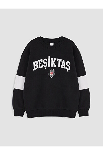 LC Waikiki Siyah Beşiktaş Lisanslı Erkek Sweatshirt