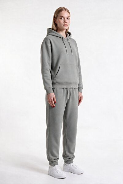 VESTRO 3 iplik kadın Eşofman Takımı Kapüşonlu Sweatshirt Alt Üst İçi Polarlı