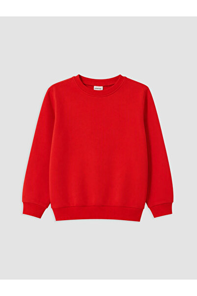 LC Waikiki Kırmızı Bisiklet Yaka Erkek Çocuk Sweatshirt