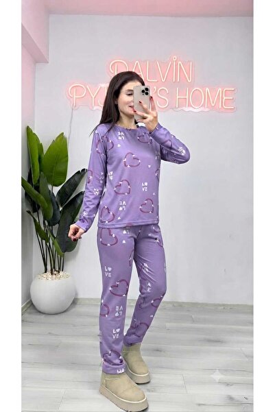 Qelvora Trend Kadın Desenli Likralı Pijama Takımı