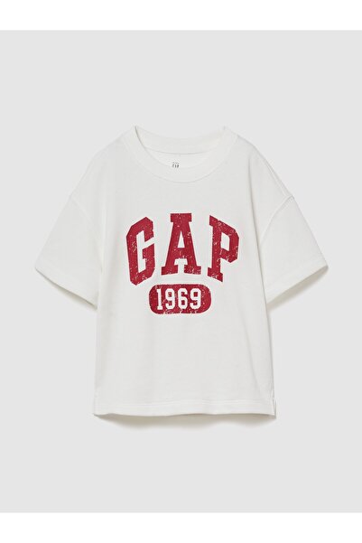 GAP Erkek Bebek Beyaz Fransız Havlu Kumaş Logo T-Shirt
