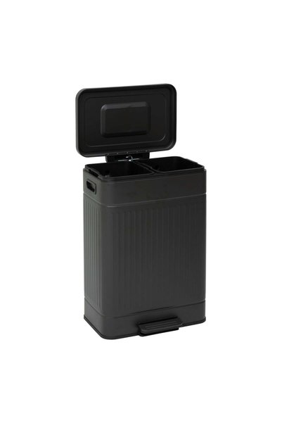 FİVE Cos de gunoi cu pedala si 2 compartimente "Nova" - negru mat, 27 l - 5five