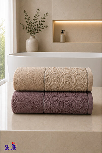 Şelale Sare 2'li 70x140 cm | %100 Pamuk | Banyo Hamam Spa Havlusu | Kısmi Kad...
