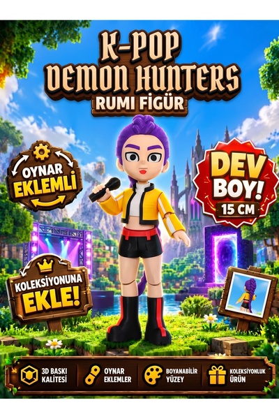 K-Pop Demon Hunters Rumi Figürü 15 cm Dev Boy - Hareketli Oynar Eklemli Karakter Çocuk Oyuncağı ve Figür
