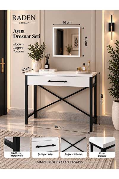 DOGANDEKOR LÜKS AYNA DRESUAR SET ÇEKMECELİ