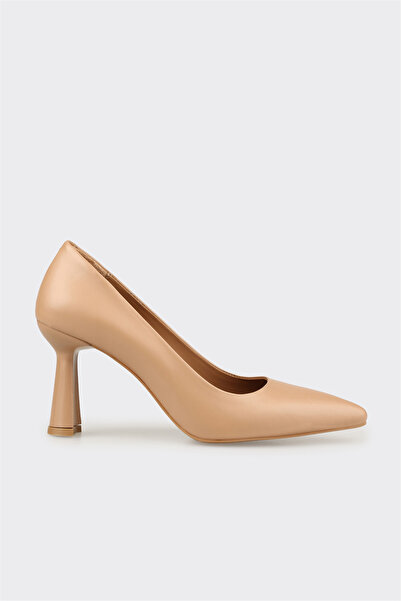Elle Shoes Naturel Deri Kadın Topuklu Ayakkabı