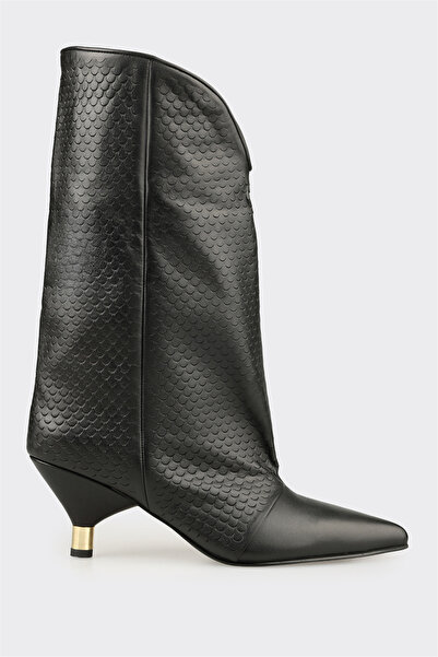 Elle Shoes Siyah Deri Kadın Klasik Bot