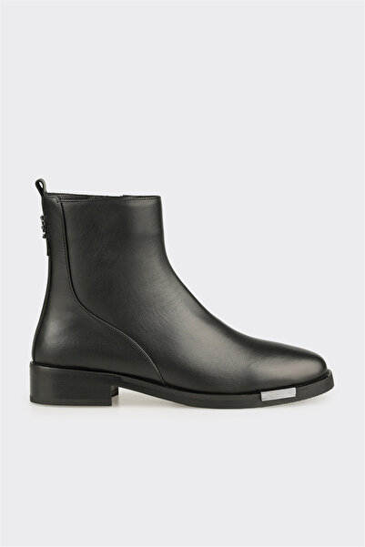 Elle Shoes Siyah Deri Kadın Klasik Bot