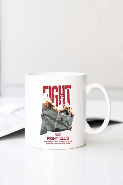 MESCHAIN Fight Club 3 Iplik Baskılı 330 ml Porselen Kupa Bardak (123481-2)