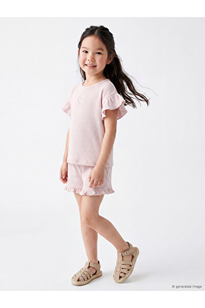 LC Waikiki Two Mt Shop Quality Lcw Kids Pink Ribbed Plain Girls' Shorts