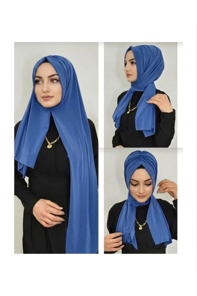 AHRAR tesettür Women's Practical Drawstring Ready-To-Wear Hijab Indigo