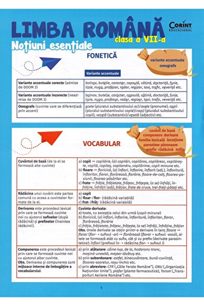 Corint Limba romana - Clasa 7 - Notiuni esentiale - Dumitrita Stoica