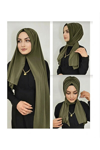AHRAR tesettür Women's Practical Drawstring Ready-Made Hijab Khaki