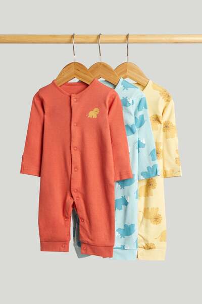 MOTHERCARE مجموعة من 3 بدلات نوم سفاري بدون أقدام