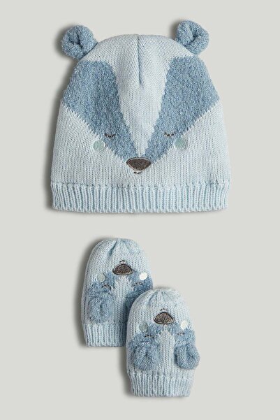 MOTHERCARE طقم قبعة وقفازات محبوكة