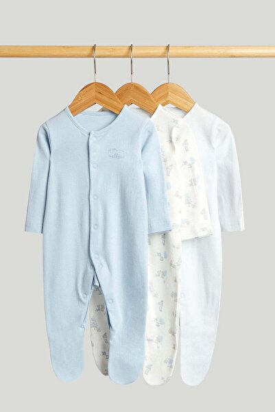 MOTHERCARE مجموعة من 3 أطقم نوم زرقاء لأول مرة