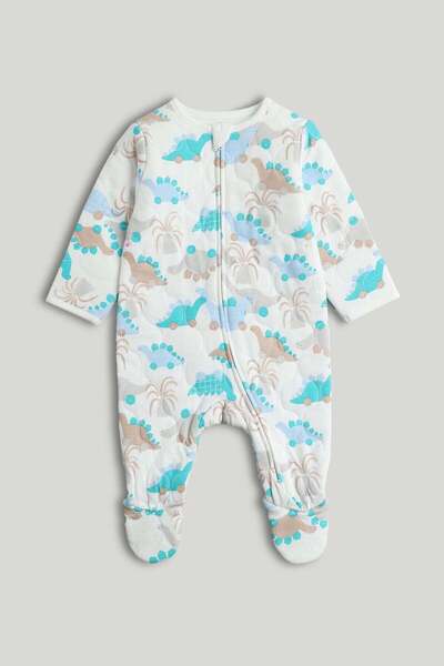 MOTHERCARE بدلة نوم مبطنة بتصميم الديناصورات مع سحاب أمامي، 2.5 توغ