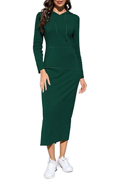 GENERAL BeautyNee Women's Casual Long Sleeve Side Slit Pullover Maxi Hoodie D...